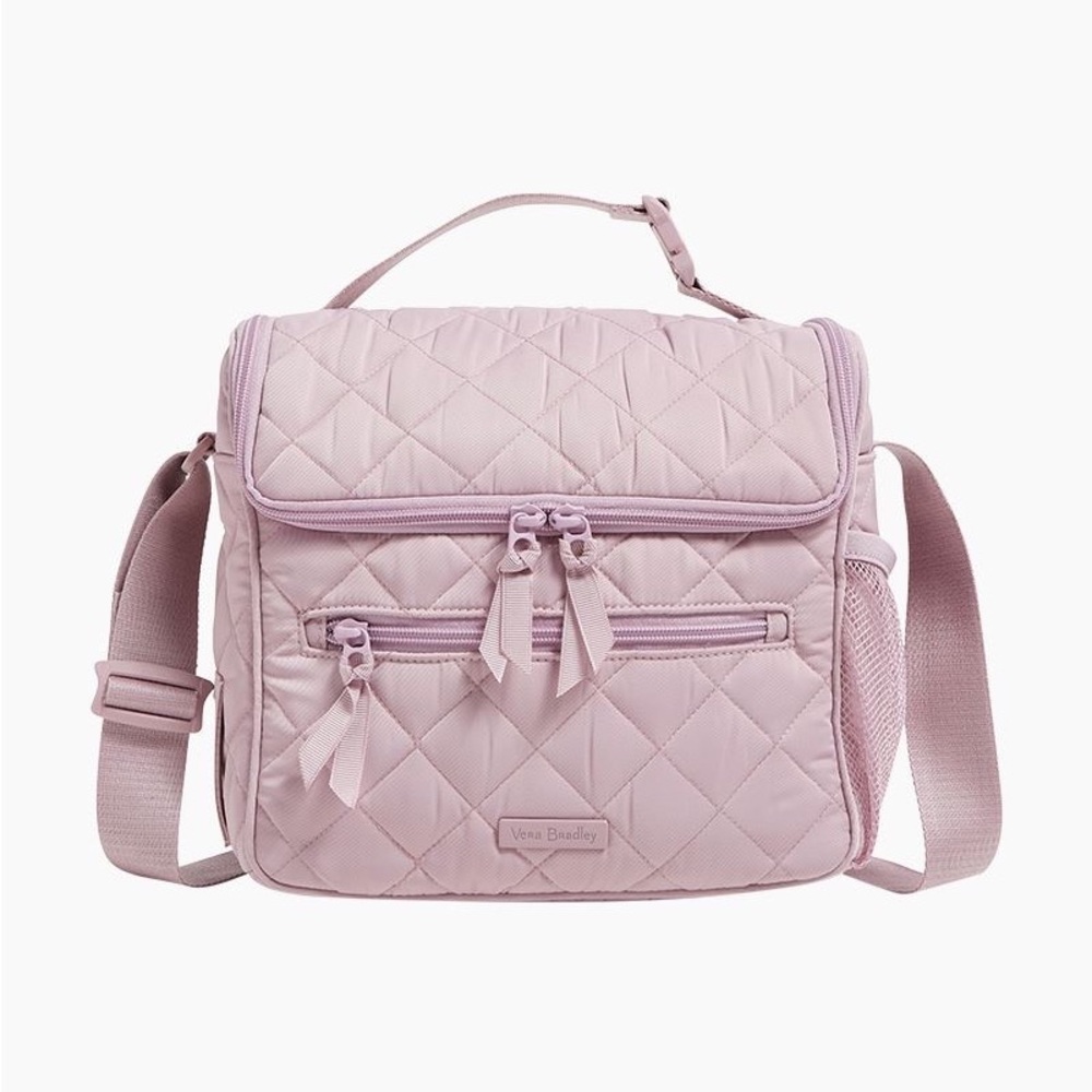 Vera Bradley Pink Quilted lunchbox with Adjustable Strap